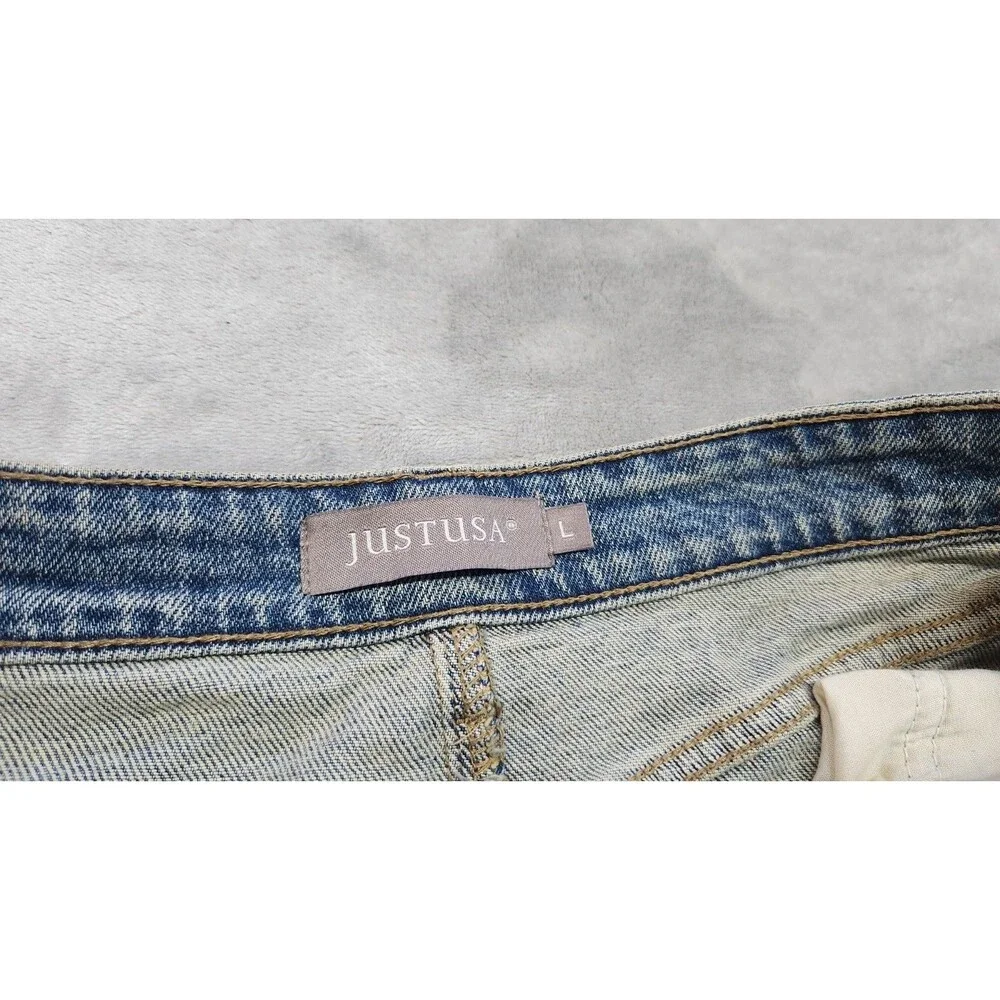 NWT Womens Large Just USA Light Wash Button‎ Front Stretch Aline Skirt